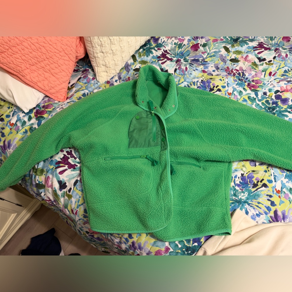 Bright Green Sherpa Fleece Pullover